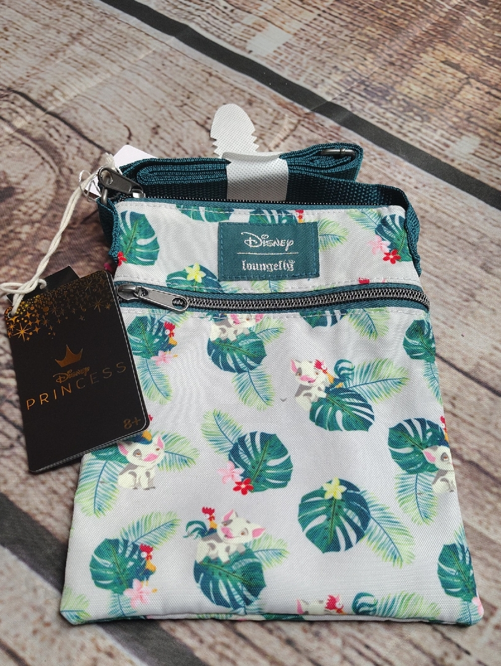 Loungefly White & Teal Tropical Crossbody Pouch with Floral Print